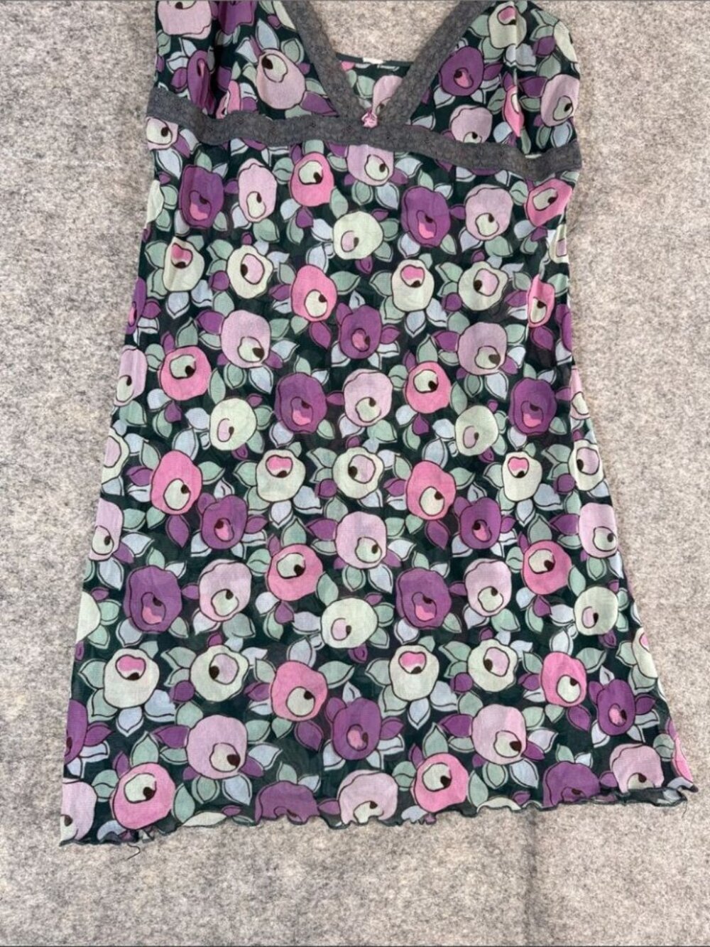 Y2K Floral Print Chemise Slip Tunic Dress Purple Small Cottagecore Festival - Picture 5 of 13